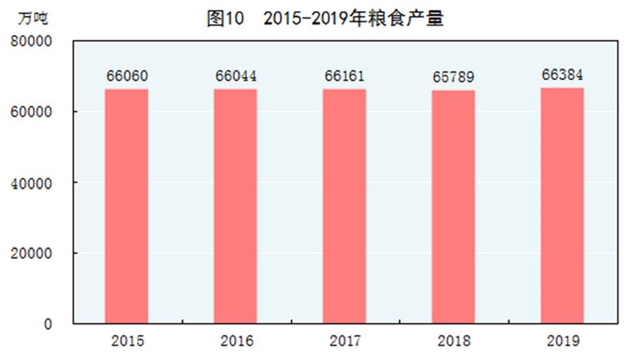 （圖表）［2019年統(tǒng)計公報］圖10 2015-2019年糧食產量