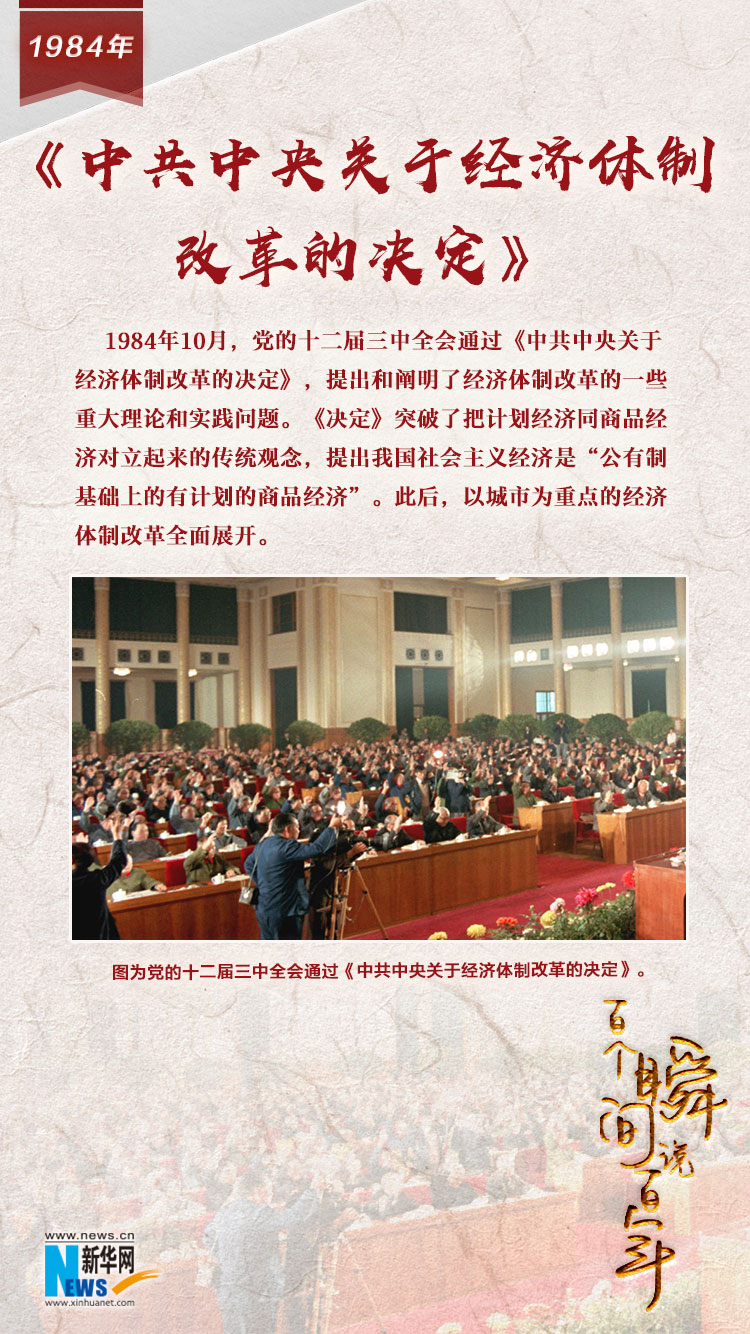 1984，《中共中央關(guān)于經(jīng)濟體制改革的決定》