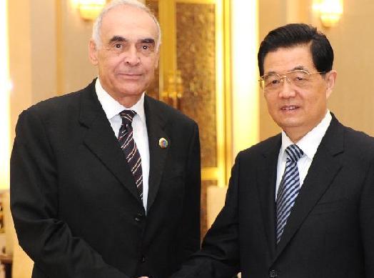 胡錦濤會(huì)見埃及總統(tǒng)特使、外長阿姆魯