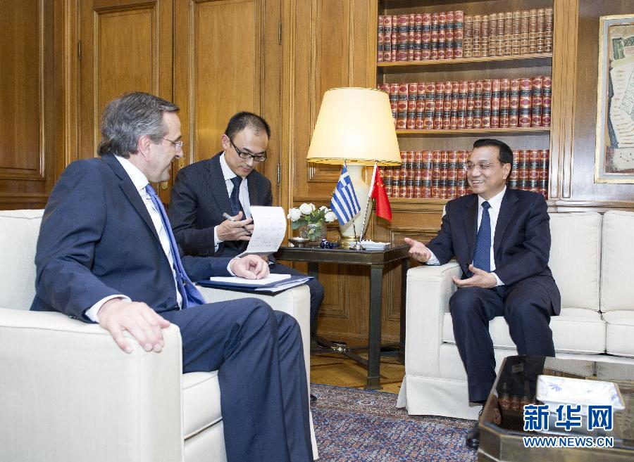 6月19日，國(guó)務(wù)院總理李克強(qiáng)在雅典同希臘總理薩馬拉斯舉行會(huì)談。新華社記者 王曄 攝