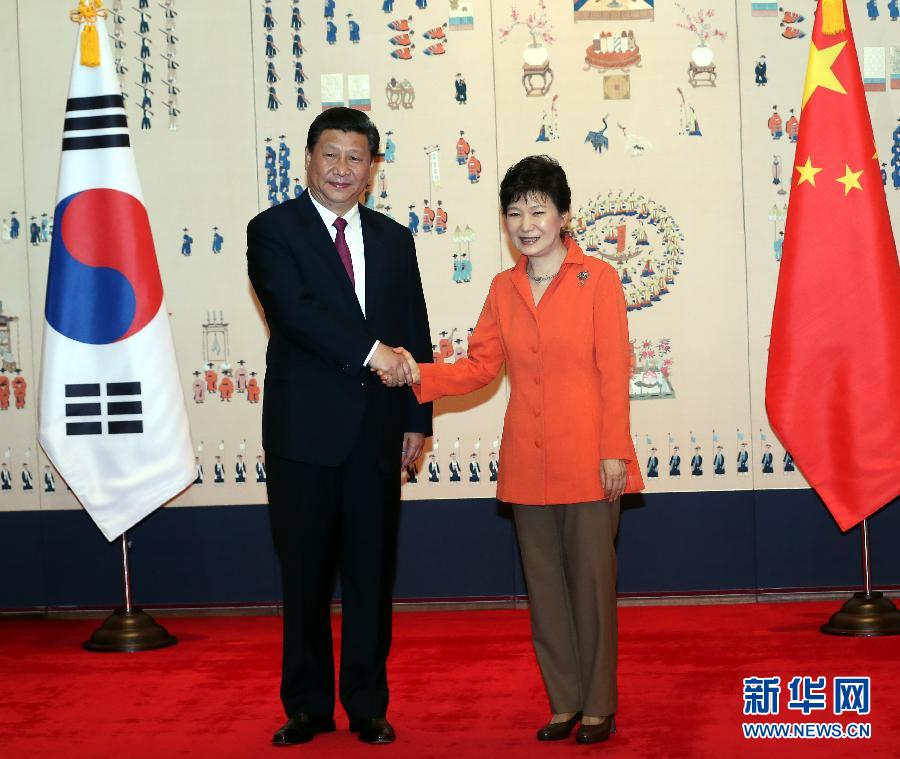 7月3日，國(guó)家主席習(xí)近平在首爾同韓國(guó)總統(tǒng)樸槿惠舉行會(huì)談。新華社記者 蘭紅光 攝