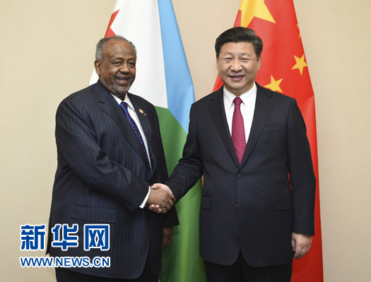 12月3日，國家主席習(xí)近平在約翰內(nèi)斯堡會(huì)見吉布提總統(tǒng)蓋萊。新華社記者 謝環(huán)馳 攝 

