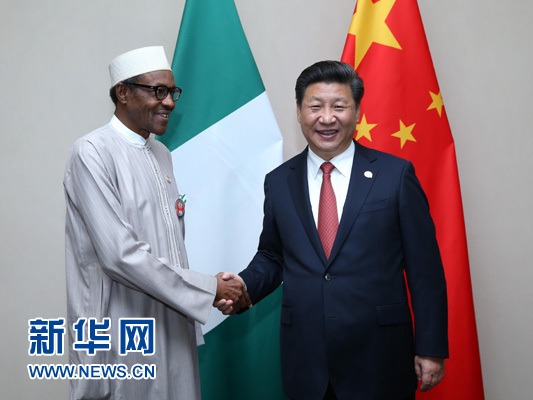 12月4日，國家主席習(xí)近平在約翰內(nèi)斯堡會(huì)見尼日利亞總統(tǒng)布哈里。 新華社記者 龐興雷 攝 